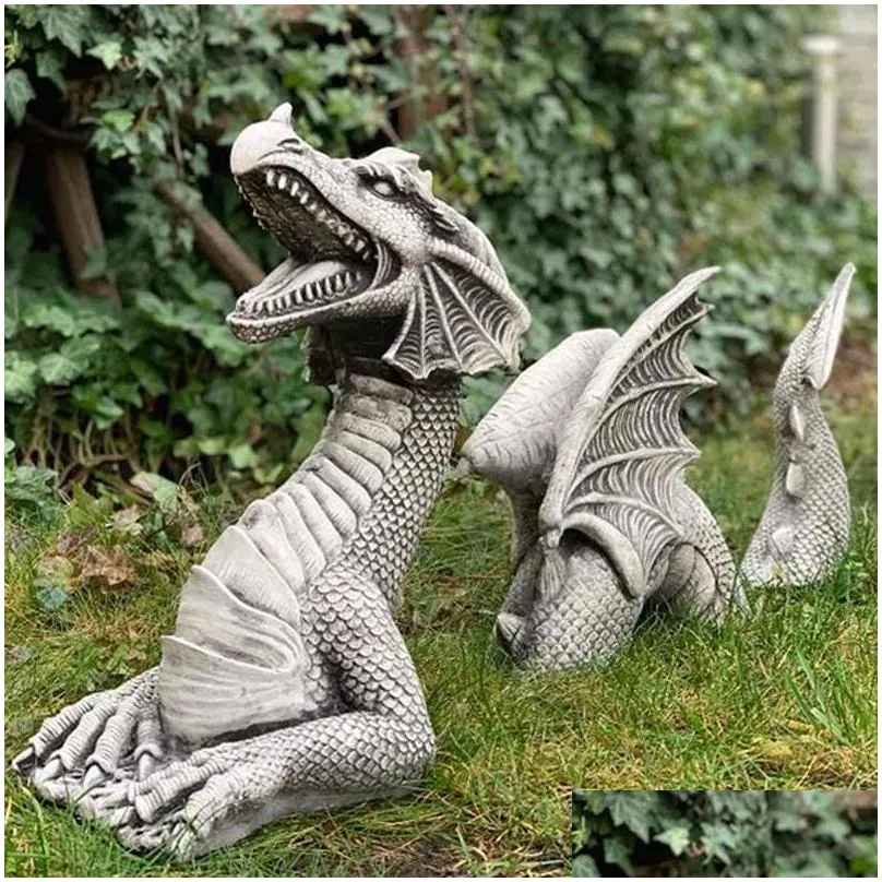 garden decorations dragon outdoor statues the gothic of castle moat sculptures tuin decoratie ornament jardin decoration exterieur