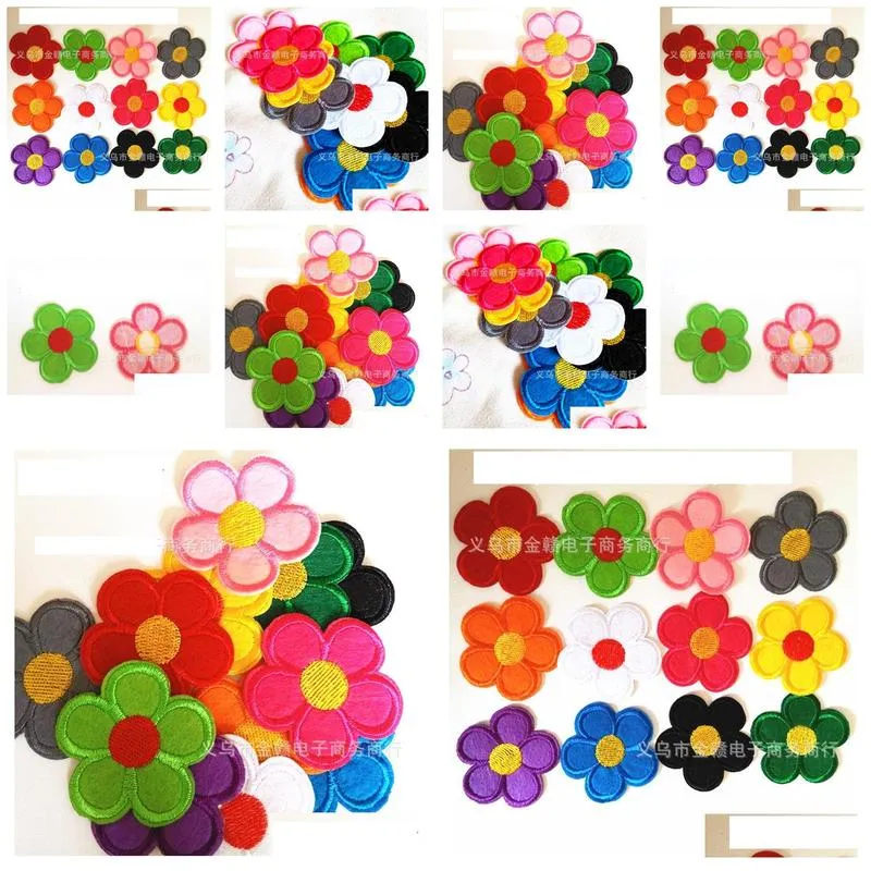 wholesale- 120pcs different smail faces embroidered cloth iron on sew motif applique embroidery flower
