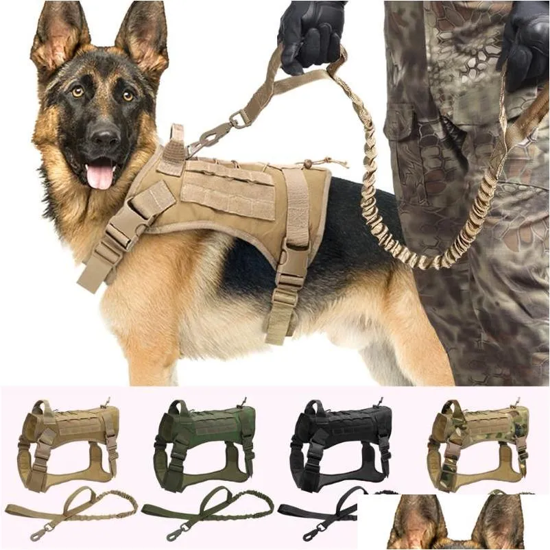 dog collars leashes tactical harness vest military working clothes leash set molle for medium large dogs german shepherddog