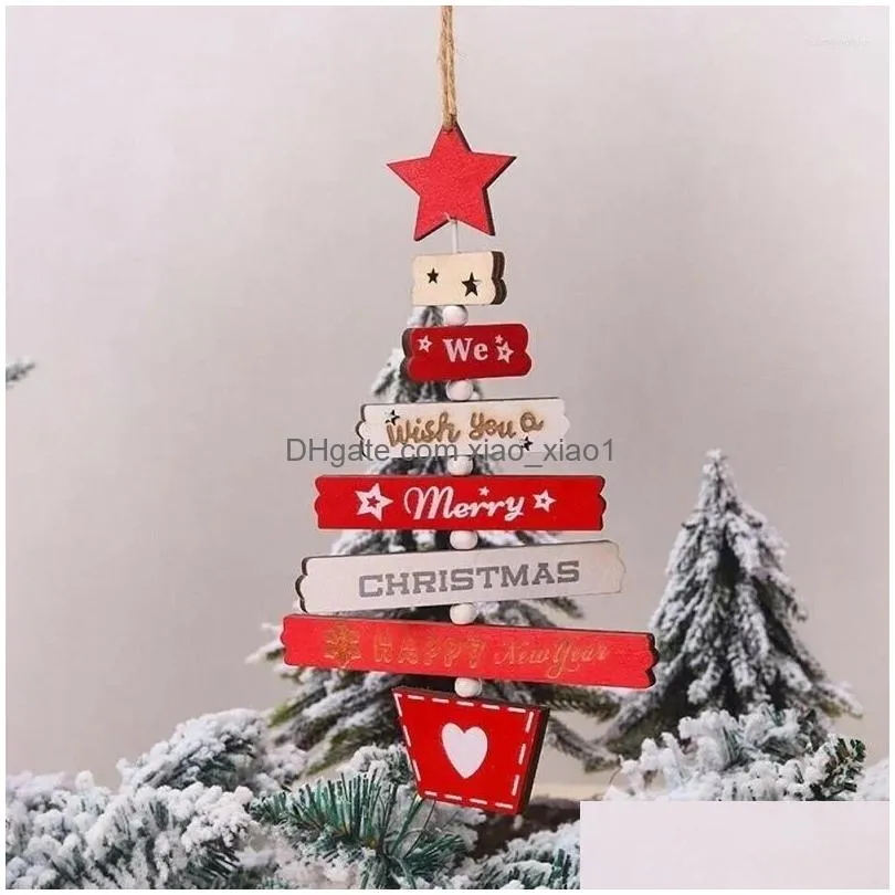 christmas decorations home decoration wooden pendant hanging door hanmade diy xmas tree party supplies