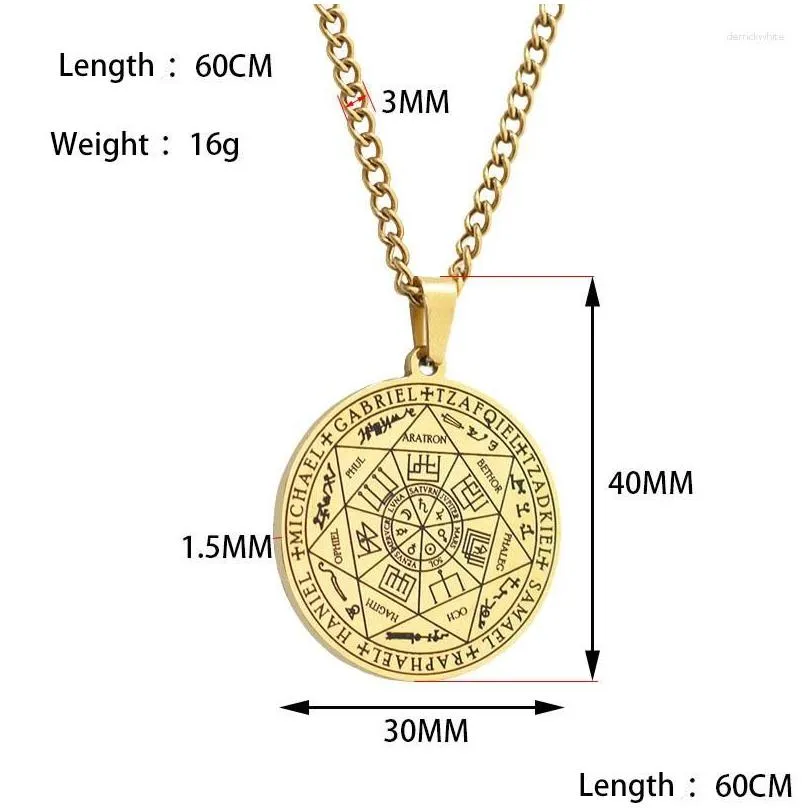 pendant necklaces stainless steel 7 archangels amulet for men women vintage rune summon magic circle tag neck chain jewelry