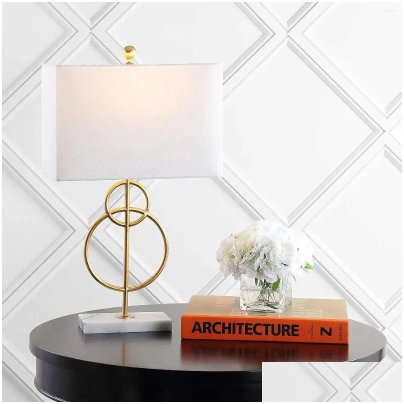 Table Lamps 26 Modern Circle Marble/Metal Led Lamp Classic Glam Bedside Desk Nightstand For Bedroom Living Room Office Colle Lam Dro Dh5Cc