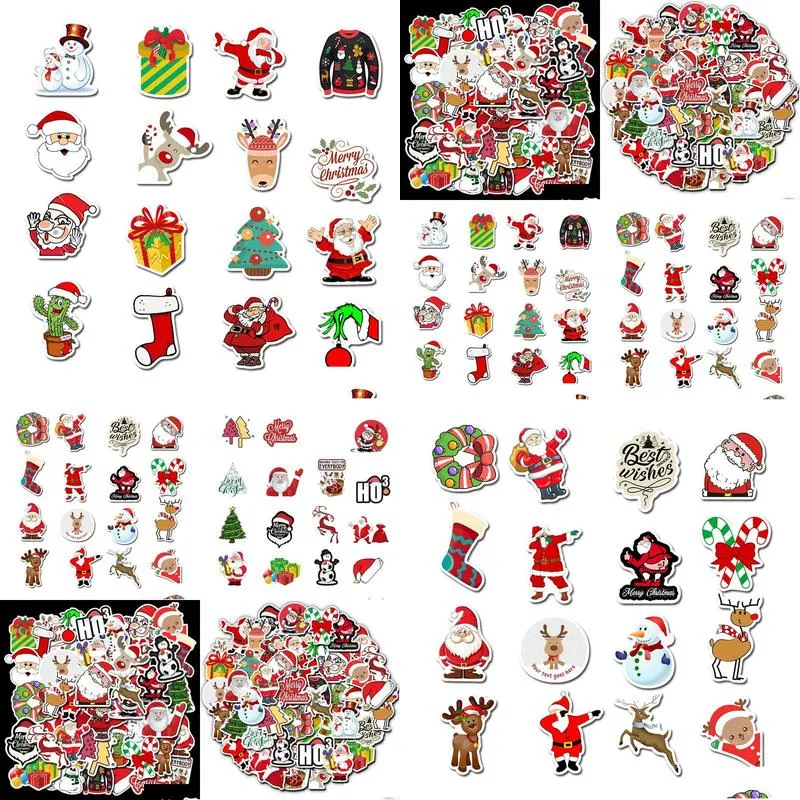 3 sets 150pcs christmas stickers water cup computer suitcase stickers