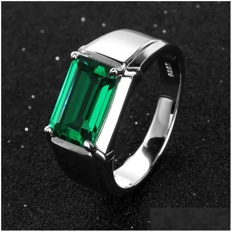 cluster rings solitaire male emerald engagement promise ring 925 sterling silver party wedding band for men finger jewelry