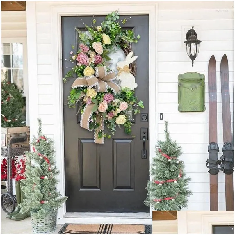 decorative flowers easter front door wreath for bushape garland wall decor spring decoration