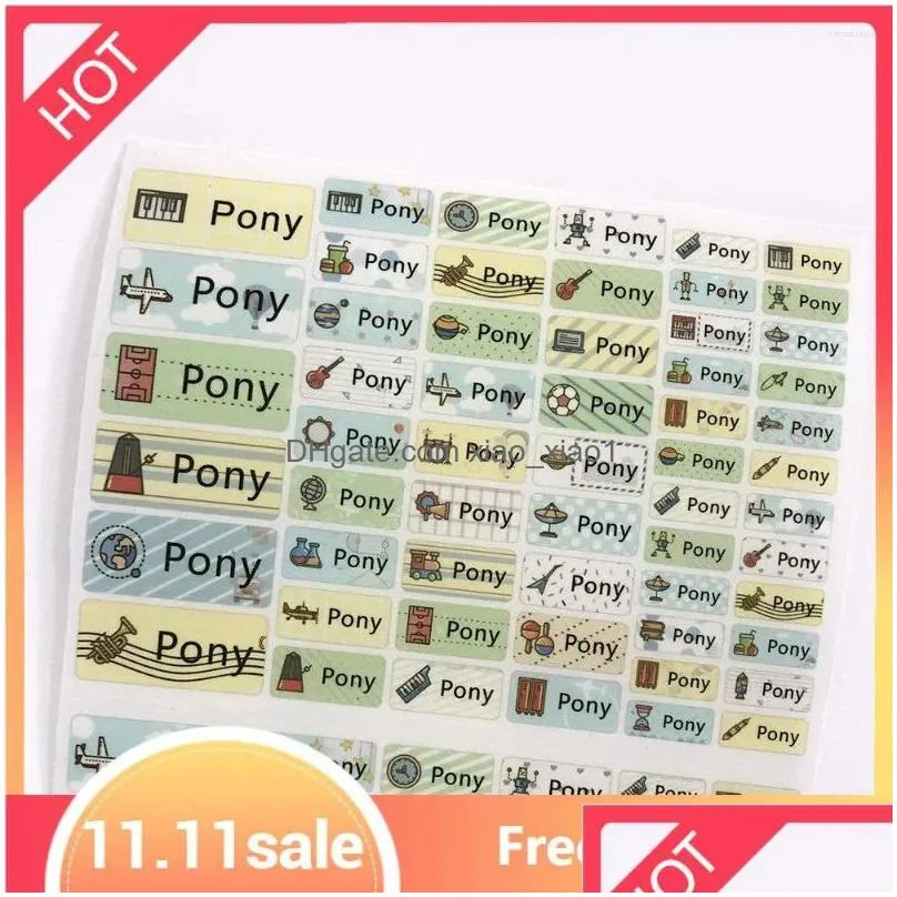 gift wrap boy cartoon pattern iron on stickers name labels custom kids personalized waterproof tags for children clothes school