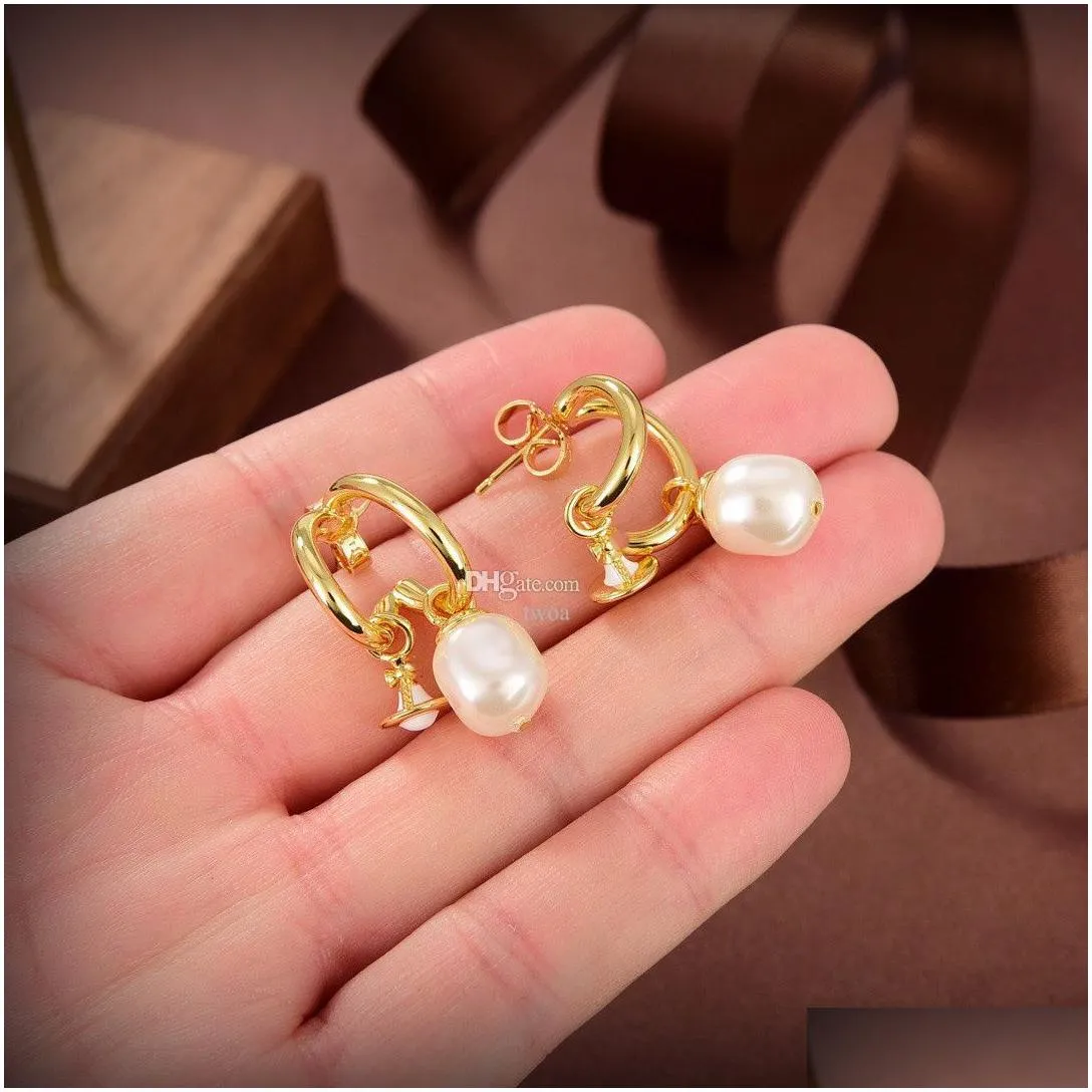 designer brand stud earrings luxury women fashion jewelry saturn earing metal pearl earring cjeweler woman orecchini klrtreer