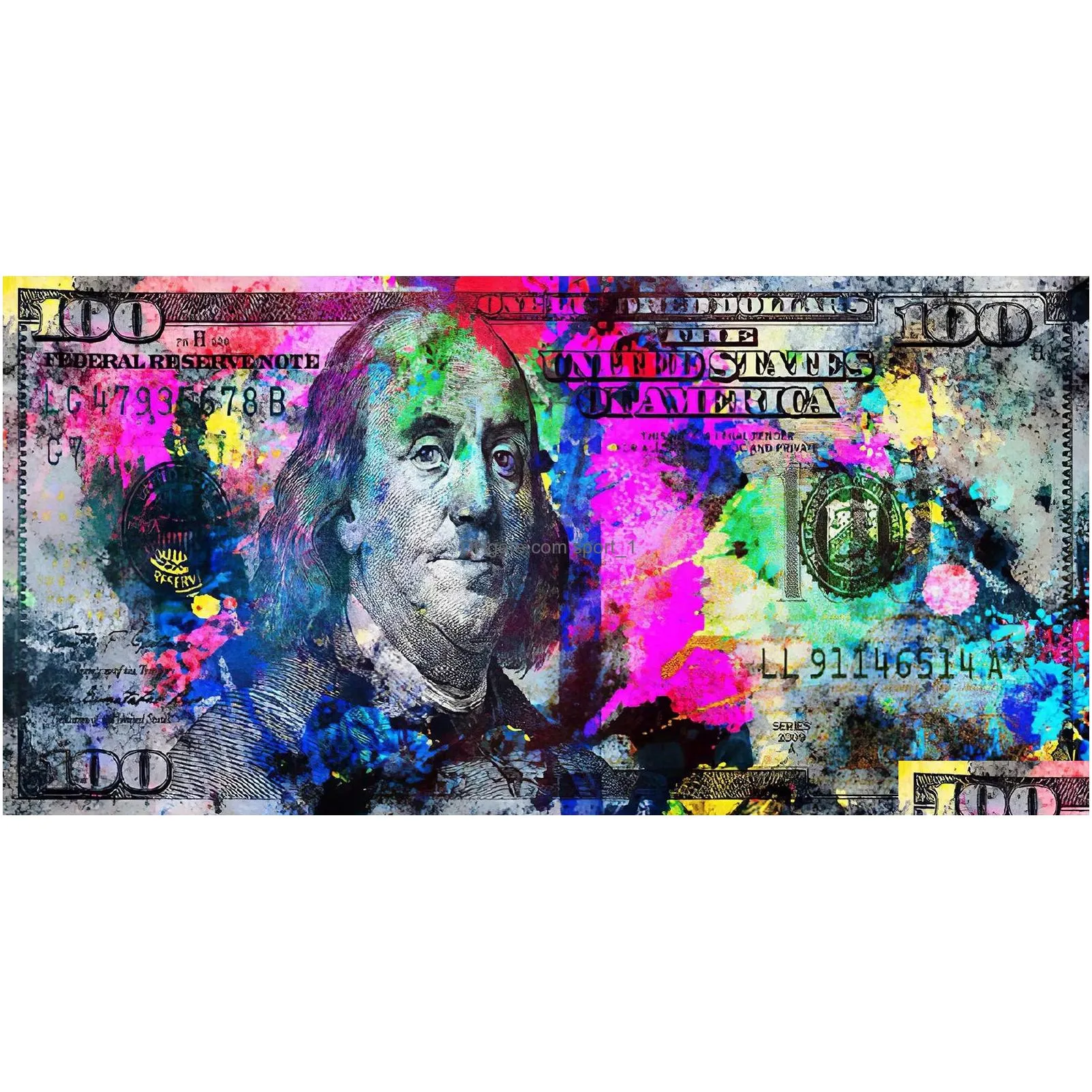paintings inspirational dollars print 100 dollar poster cash art bmoney canvas living room decoration wall picture