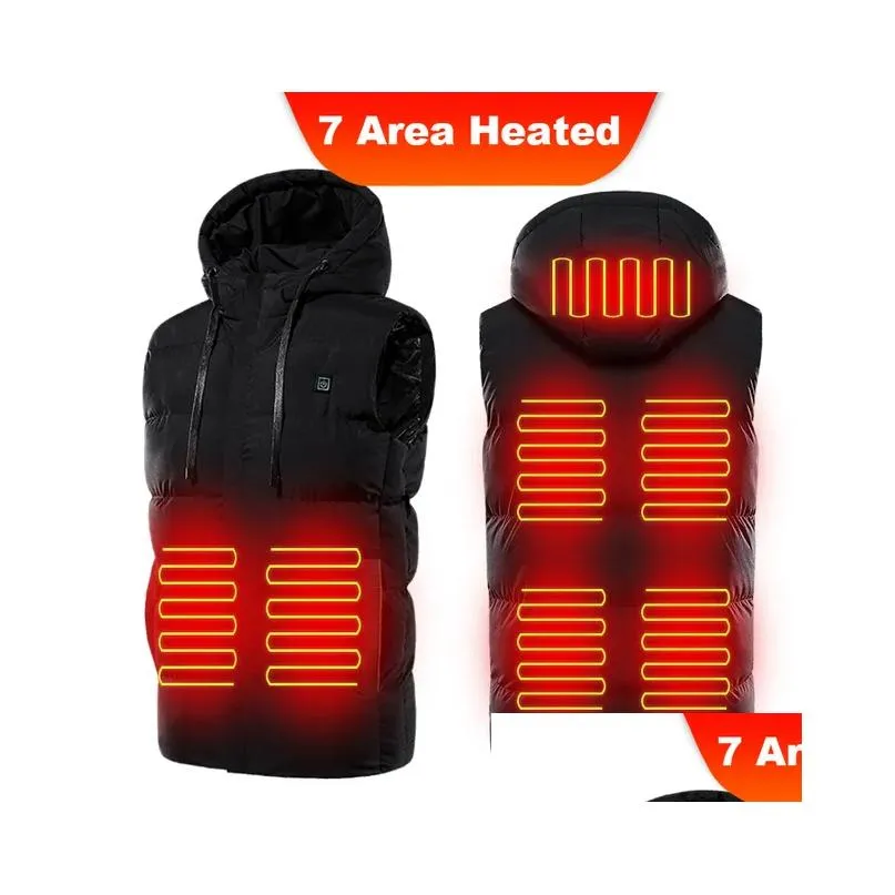 e-baihui 7 areas 9 zone heated hooded vest electric heat intelligent warm clothes asian size men electric heating jacket body warmer no charge