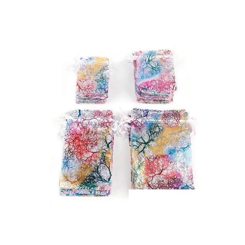 7x9cm 9x12cm colorful organza bags jewelry packaging bags wedding favor gift bags drawstring pouches gc1450
