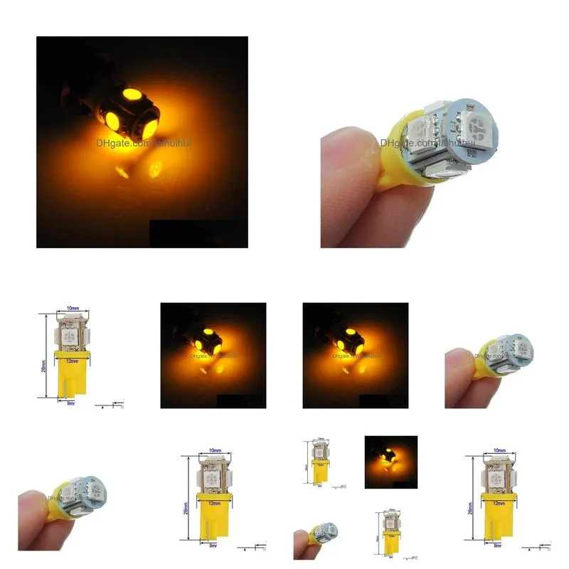 Car Bulbs T10 W5W 168 194 Amber 5050 Smd 5 Led Side Wedge Lights Lamp Bb 12V Wholesale Drop Delivery Mobiles Motorcycles Lighting Ac Dhzuh