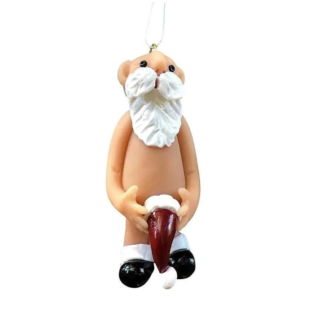 christmas decorations 1pcs resin funny naked santa claus pendant xmas male female tree decora 2022 year party for home decor drop de
