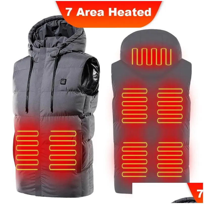 e-baihui 7 areas 9 zone heated hooded vest electric heat intelligent warm clothes asian size men electric heating jacket body warmer no charge