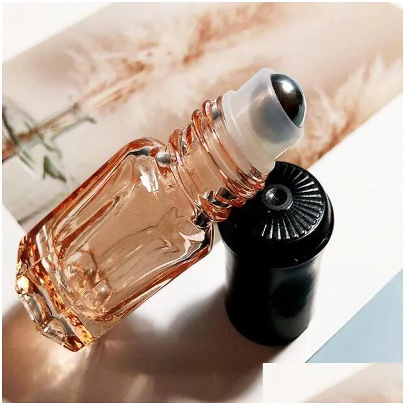 wholesale colorful small 3ml glass roller bottle mini essential oil bottles stainless steel ball