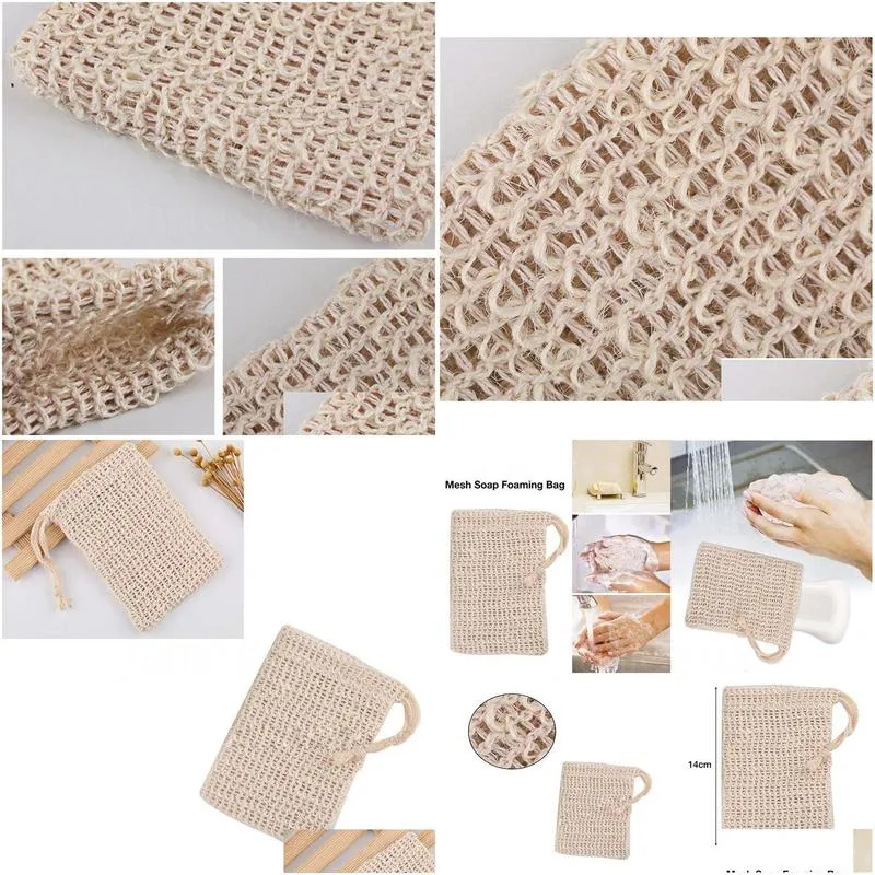 natural exfoliating mesh soap saver sisal soap saver bag pouch holder for shower bath foaming and drying da647