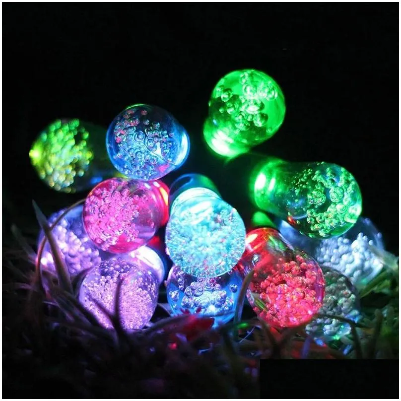 30pcs led bulb light solar string lights 8 working modes 1200mah rgby bubble ball strings for christmas party holiday garden