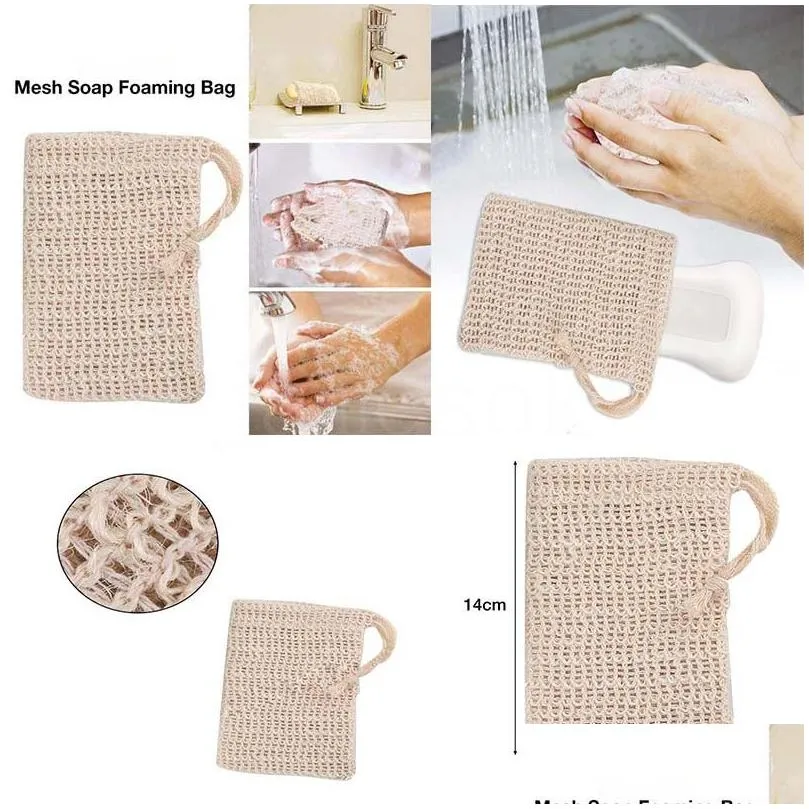 natural exfoliating mesh soap saver sisal soap saver bag pouch holder for shower bath foaming and drying da647