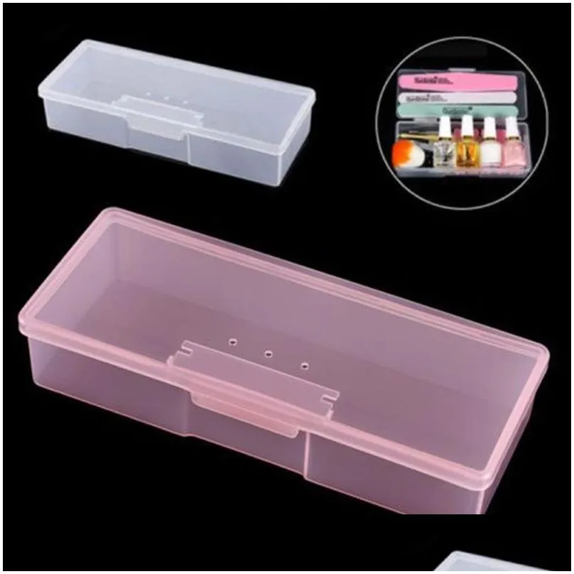 plastic transparent nail manicure tools storage box nail dotting drawing pens buffer grinding files organizer case container box