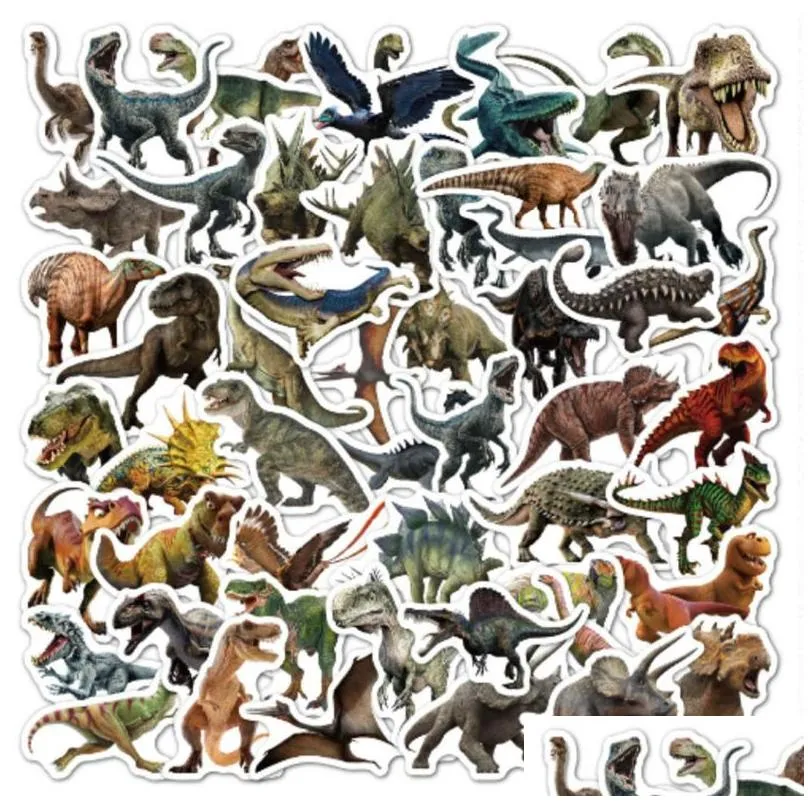 50pcs dinosaur stickers cute waterproof cartoon sticker for kids for stationery luggage teaching rewards b007