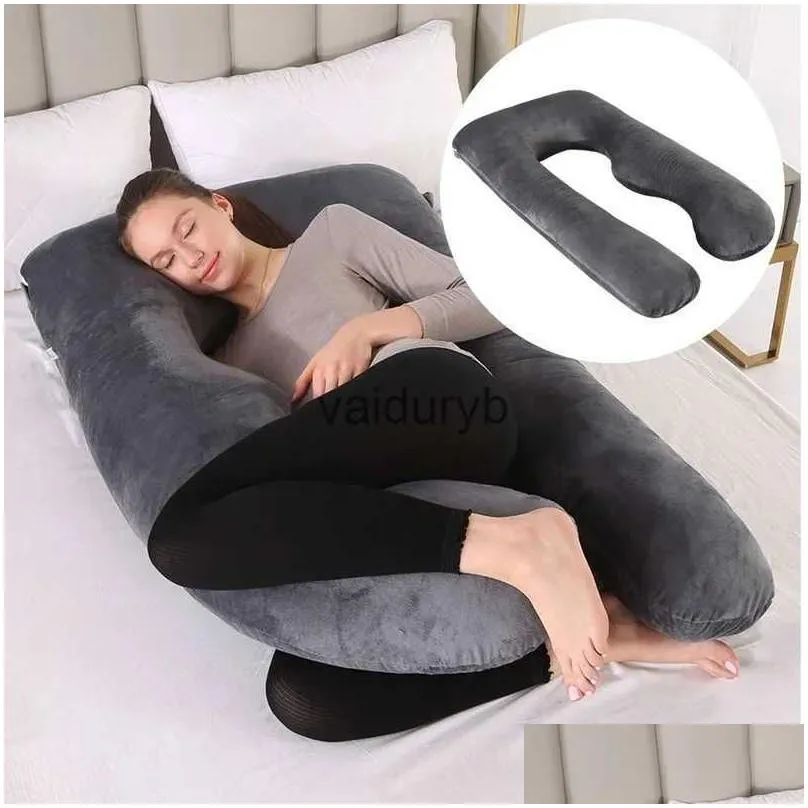 maternity pillows soft fleece pregnant case gravida u type lumbar pillowcase multi function side protect cushion cover for pregnancy