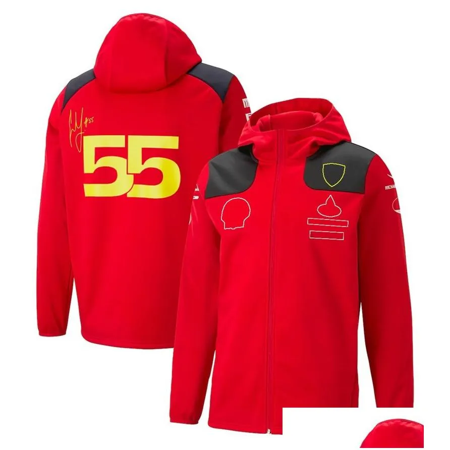 f1 racing suit 2023 red hooded sweater mens autumn and winter team suit