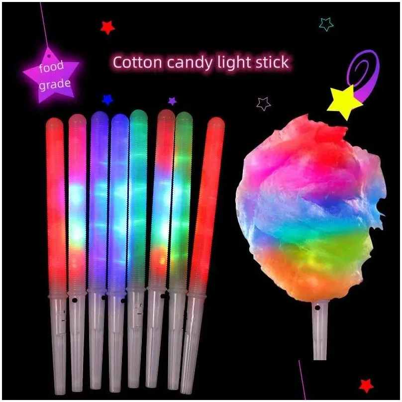 100pcs party lights christmas decorations led light up cotton candy cones colorful glowing marshmallow sticks impermeable colorful glow