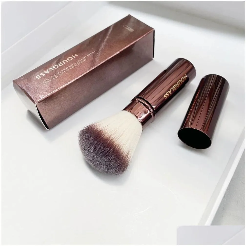 Makeup Brushes Hourglass Face Large Powder B Foundation Contour Highlight Concealer Blending Finishing Retractable Kabuki Cosmetics Dhzit