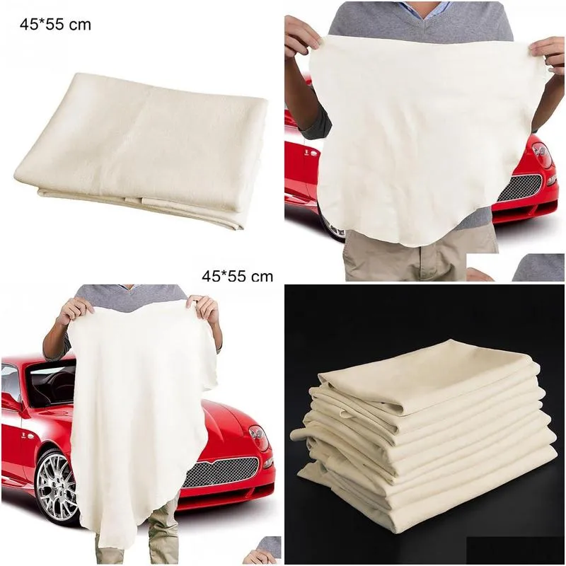 60x80cm auto care natural chamois leather cleaning cloth genuine leather wash suede absorbent quick dry towel streak lint 