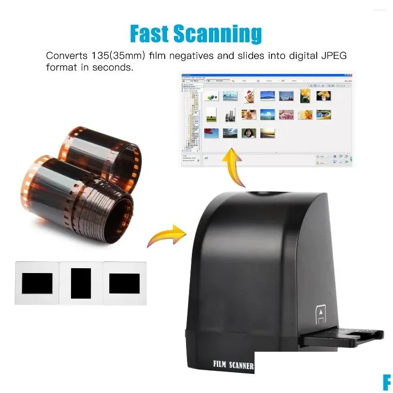 film slide scanner converter portable negative 8 megapixel cmos convert 35mm/135mm slides to digital jpeg po