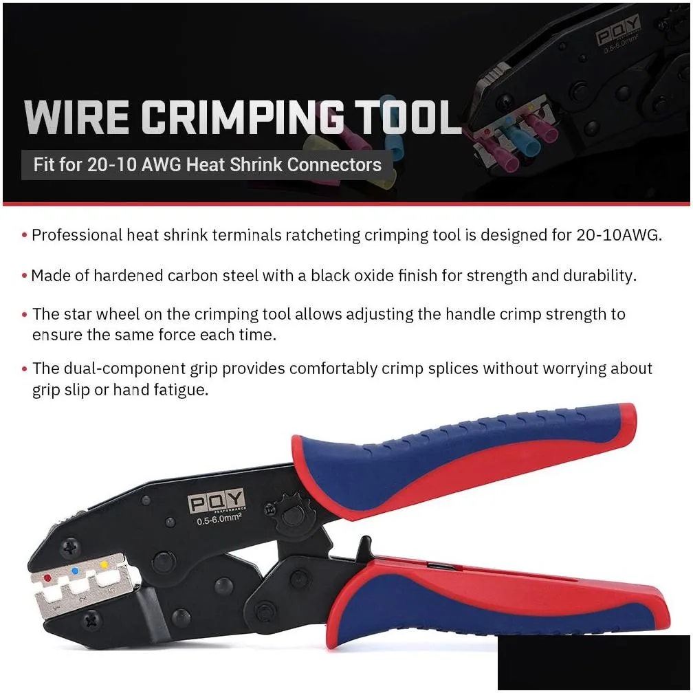 europ style crimping tool crimping plier wire stripper cutter crimper wire tool for heat shrinkable connector 0.5-6.0mm 20-10awg