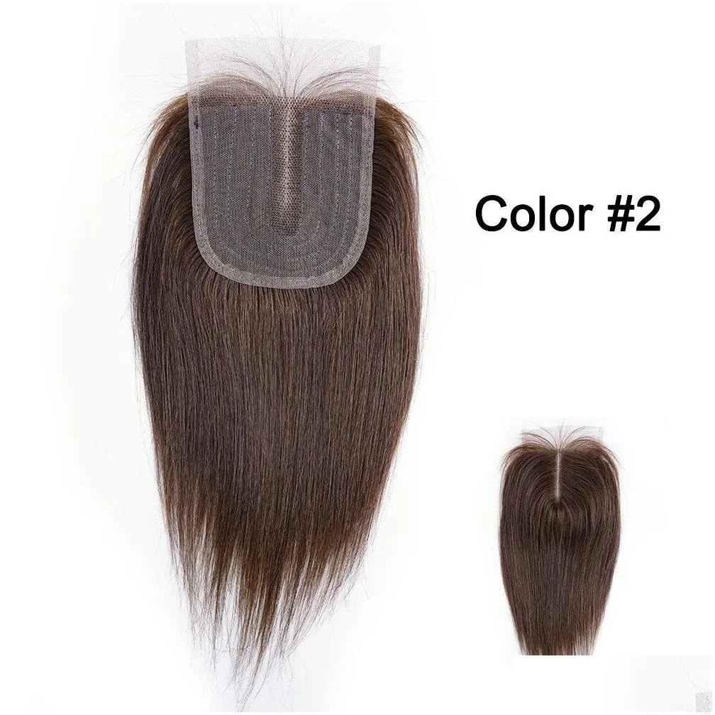 Hair Closure T Part 4X1 Lace Straight Indian Human Natural Color Dark Brown 2 4 T1B27 Honey Blonde T1B30 Auburn Ombre Weft Drop Deli Dhlw0