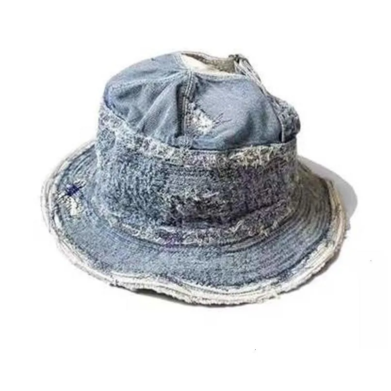wide brim hats bucket kapital 2023 old man with sea erosion fisherman denim retro visor hat mz114 230823