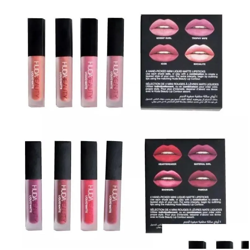 Lip Gloss 4Pcs/Set Matte Liquid Lipstick Non-Stick Cup Rouge A Levre Lipgloss Maquillaje Set Drop Delivery Health Beauty Makeup Lips Dh8Iz