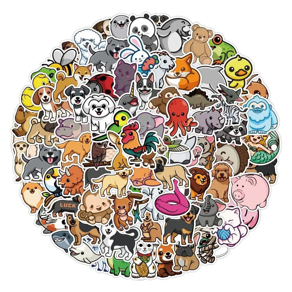 waterproof sticker 50/100 pcs kawaii cute pets animal stickers for kids girls stationary scrapbooking skateboard mixed random cartoon vinyl decals car