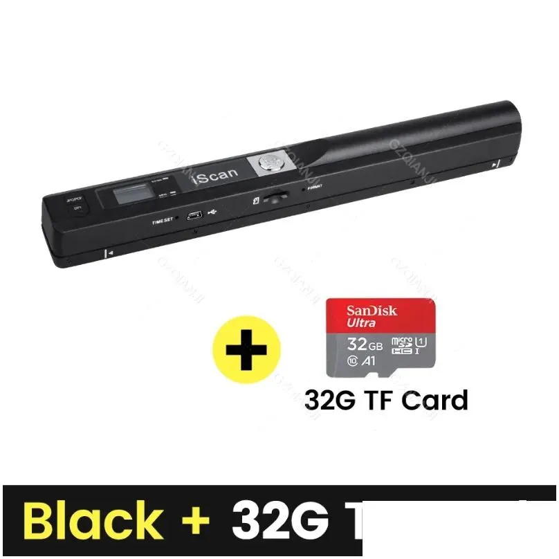 iscan a4 portable scanner mini document po book jpg pdf format handheld scanning 300/600/900 dpi with 32g tf-card