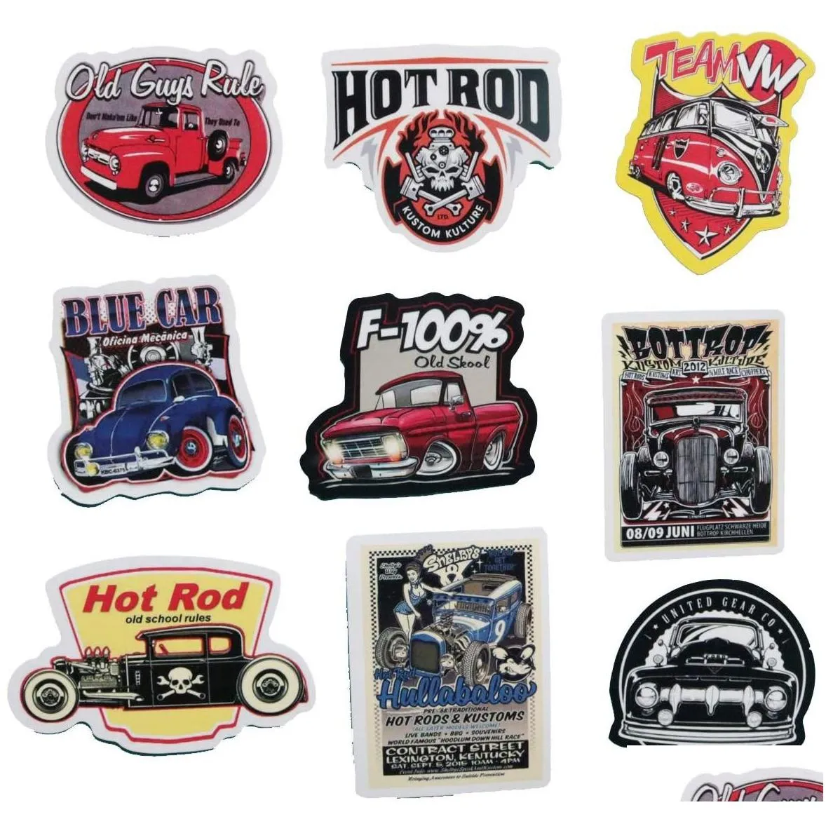 50pcs rod sticker old car graffiti stickers for diy luggage laptop skateboard motorcycle bicycle stickers