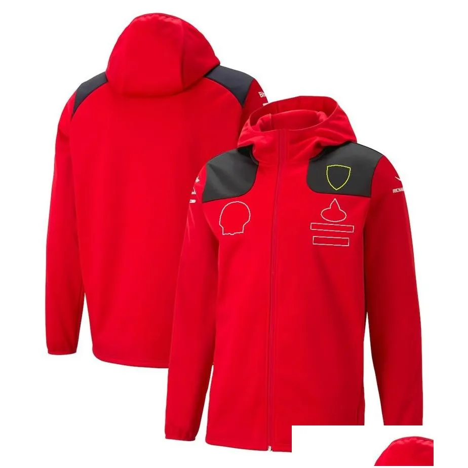 f1 racing suit 2023 red hooded sweater mens autumn and winter team suit