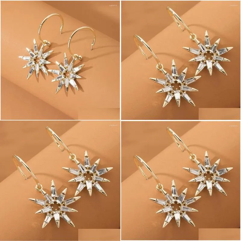 stud earrings 6 pair / lot fashion jewelry accessories metal crystal sun