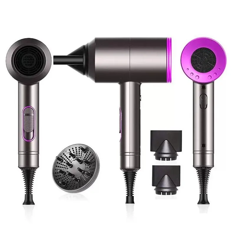 Other Home Garden Top Quality Hair Dryer Negative Ions Hammer Blower Electric 6 Styling Attachments With Gift Box Drop Delivery Dh3R6