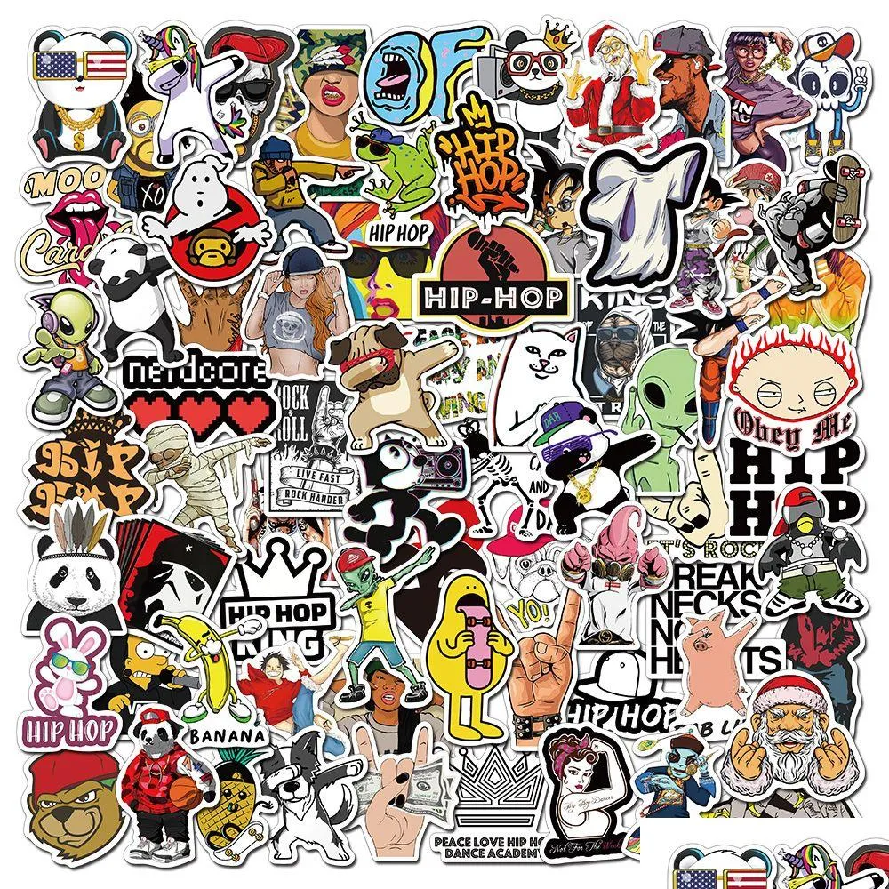 100pcs cool rock band hip hop meme stickers aesthetic for laptop guitar waterproof graffiti decals sticker