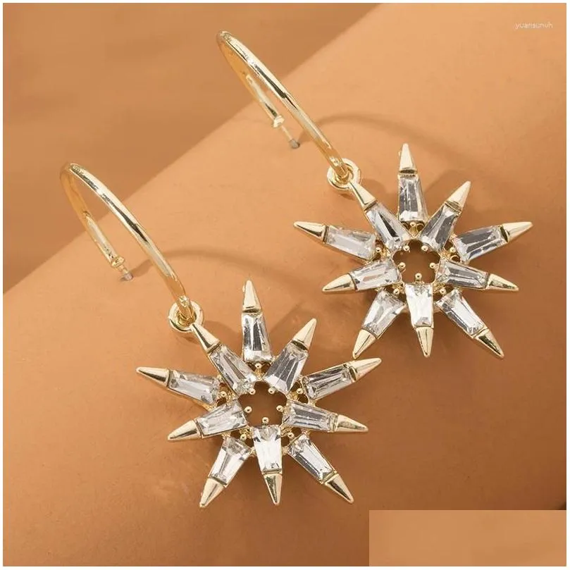 stud earrings 6 pair / lot fashion jewelry accessories metal crystal sun