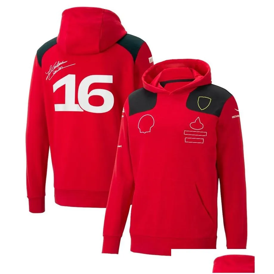 f1 racing suit 2023 red hooded sweater mens autumn and winter team suit