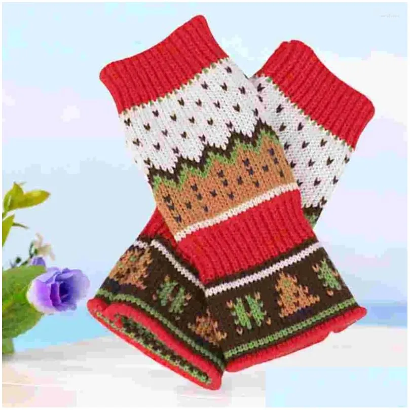 knee pads thermal hand gloves knitted winter long yarn christmas favors warm heat warming