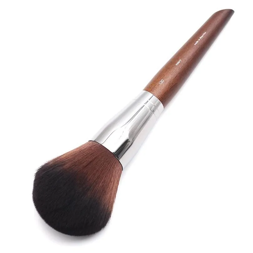 professional makeup artist long wood handle classic soft wavy bristle 130 large round cosmetic tools powder brush for face and