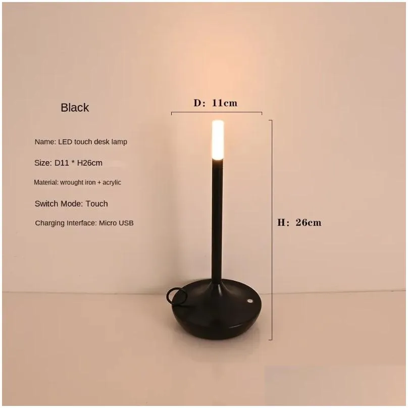 Table Lamps Lamp Bar Usb Rechargeable Office Restaurant Study Reading Desk Light For Home Decor Bedroom Beside Night Lights Drop Del Dhszi