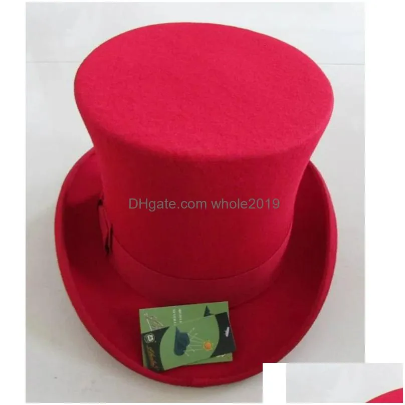 wide brim hats bucket lihua women party fashion wool tophats mens flat top hats 100 wool derby hat felt 18cm7inch bowler magic hat