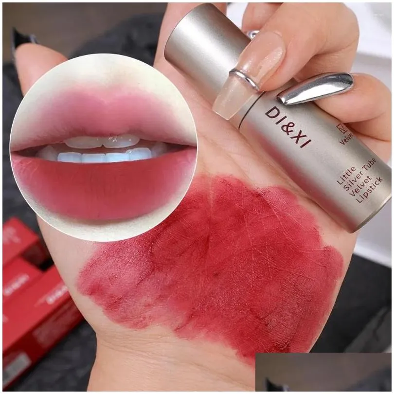 lip gloss 6 colors red brown makeup waterproof non-stick cup velvet mud nude lasting liquid lipstick lips korean cosmetics