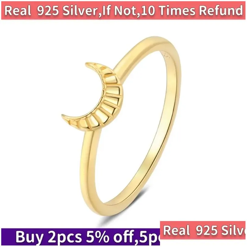 cluster rings selling real 925 sterling silver classic moon shape round shaped ring light luxury charm exquisite fashion jewelry gift