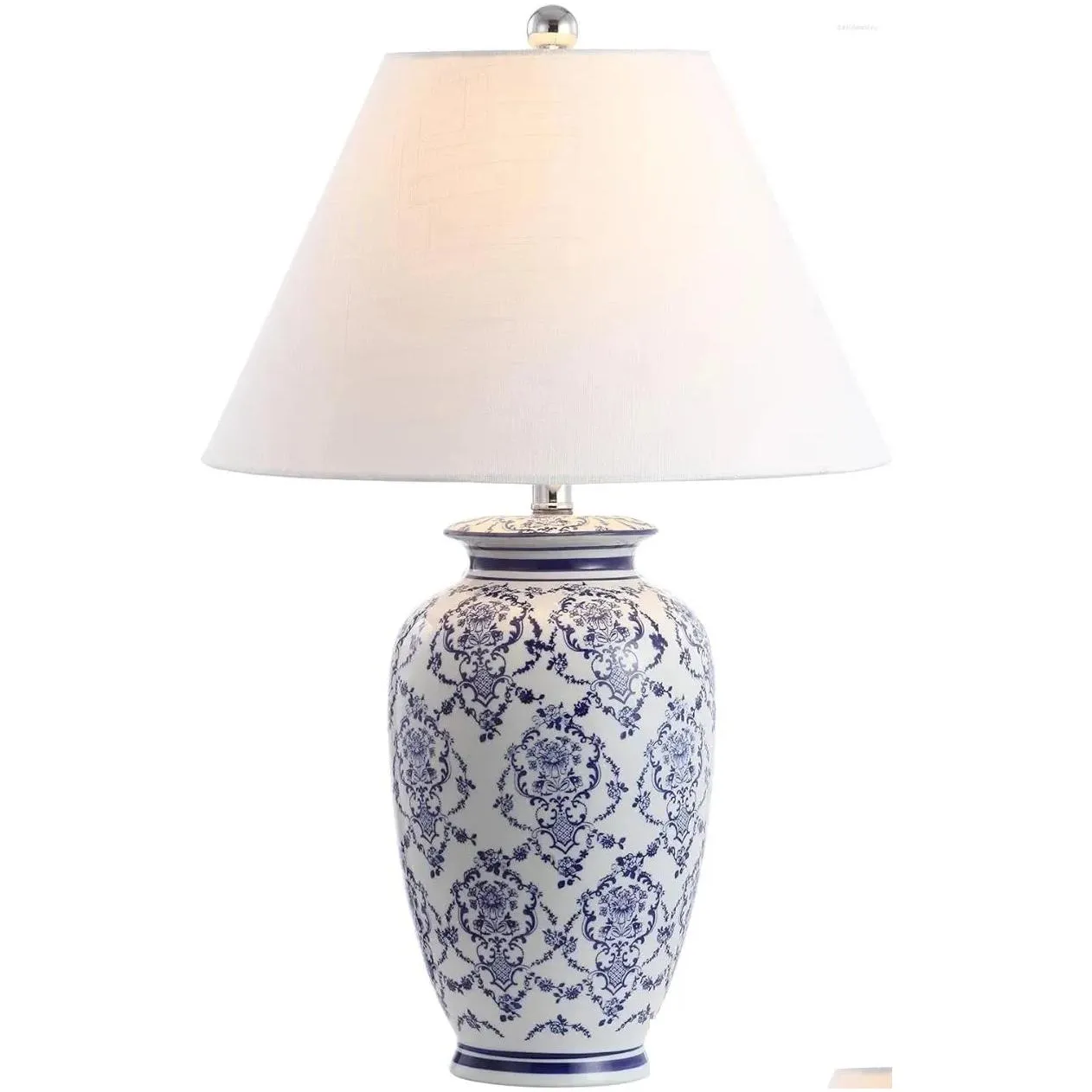 Table Lamps Jiana 26.25 Chinoiserie Ceramic Led Traditional Bedside Desk Nightstand Lamp For Bedroom Living Room Office College Drop Dhlgs