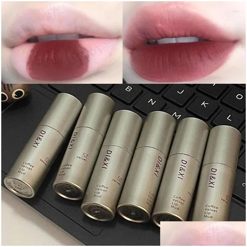 lip gloss 6 colors red brown makeup waterproof non-stick cup velvet mud nude lasting liquid lipstick lips korean cosmetics